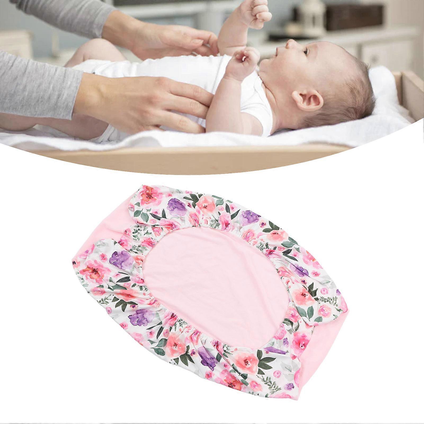 Changing Pad Cover Soft Skin Friendly Stylish Printing Removable Diaper Change Table Sheets for Babies Infants Rose Red Flowers, Pink Plush 