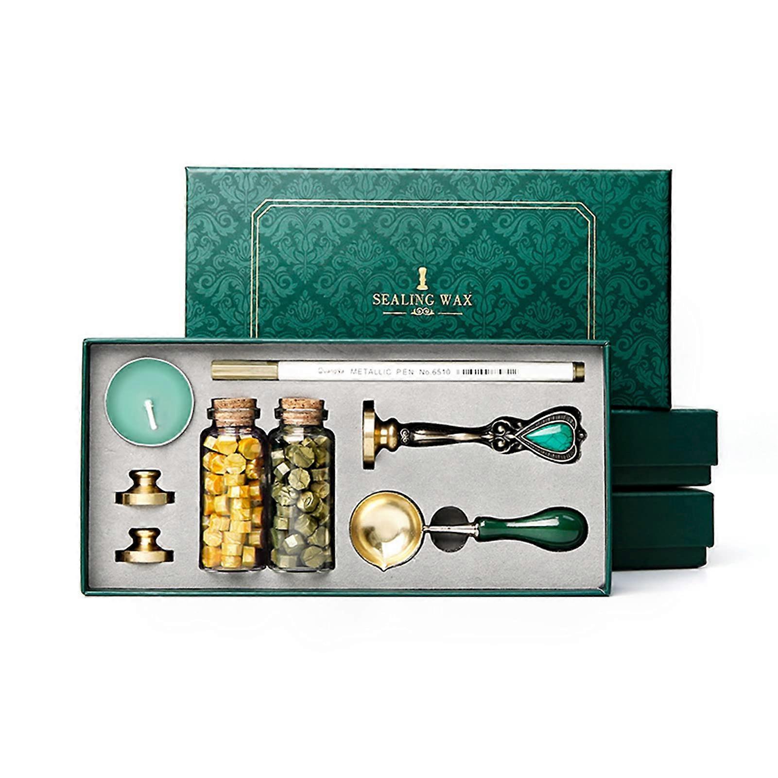 Sealing Wax Beads Kit, Wax Seal Stamp Kit, For Wedding Invitations And Envelopes, Style 9, #2-9