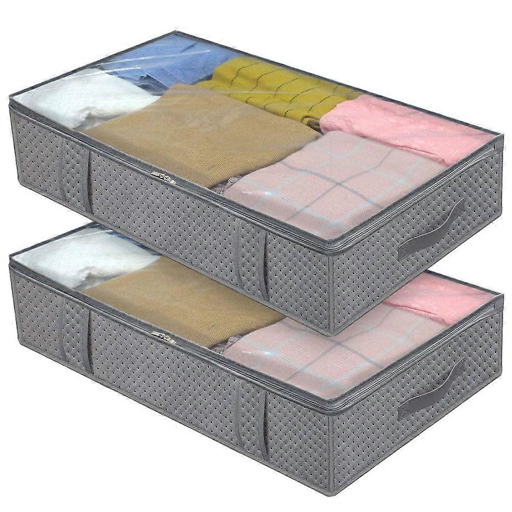 Under Bed Storage Containers Non-Woven Family Organizer Dark Grey 100x50x18 -Saving 2Set