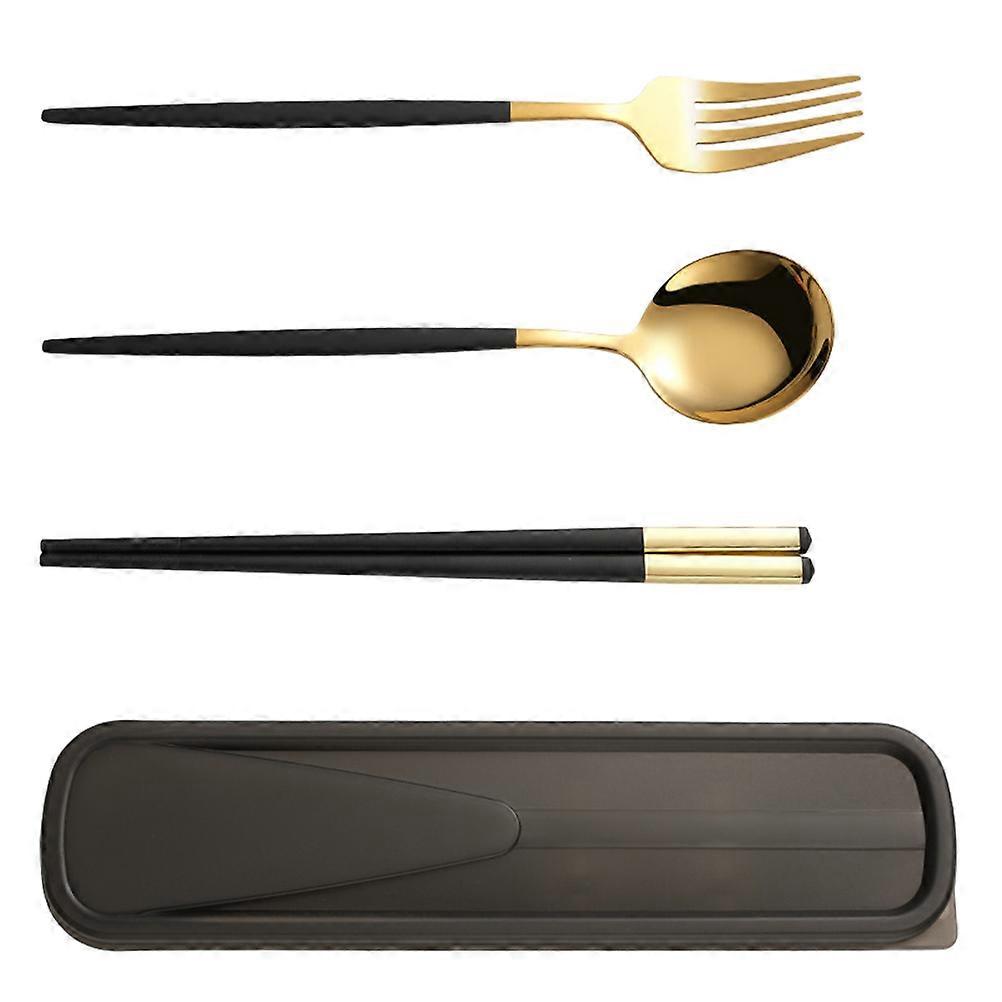 Chopsticks Spoons Stainless Steel Fork Set Tableware Gift Giving Simple 23.8x6x2cm 1Set