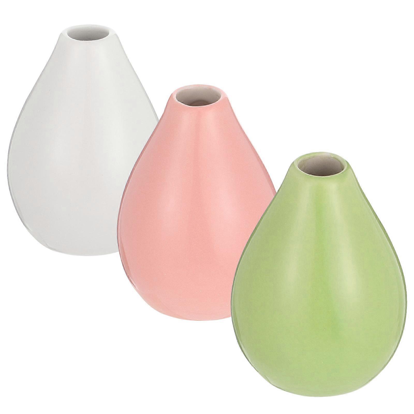 Floral Vase Ceramic Vase Set Simple Design Smooth Lines 3Pcs