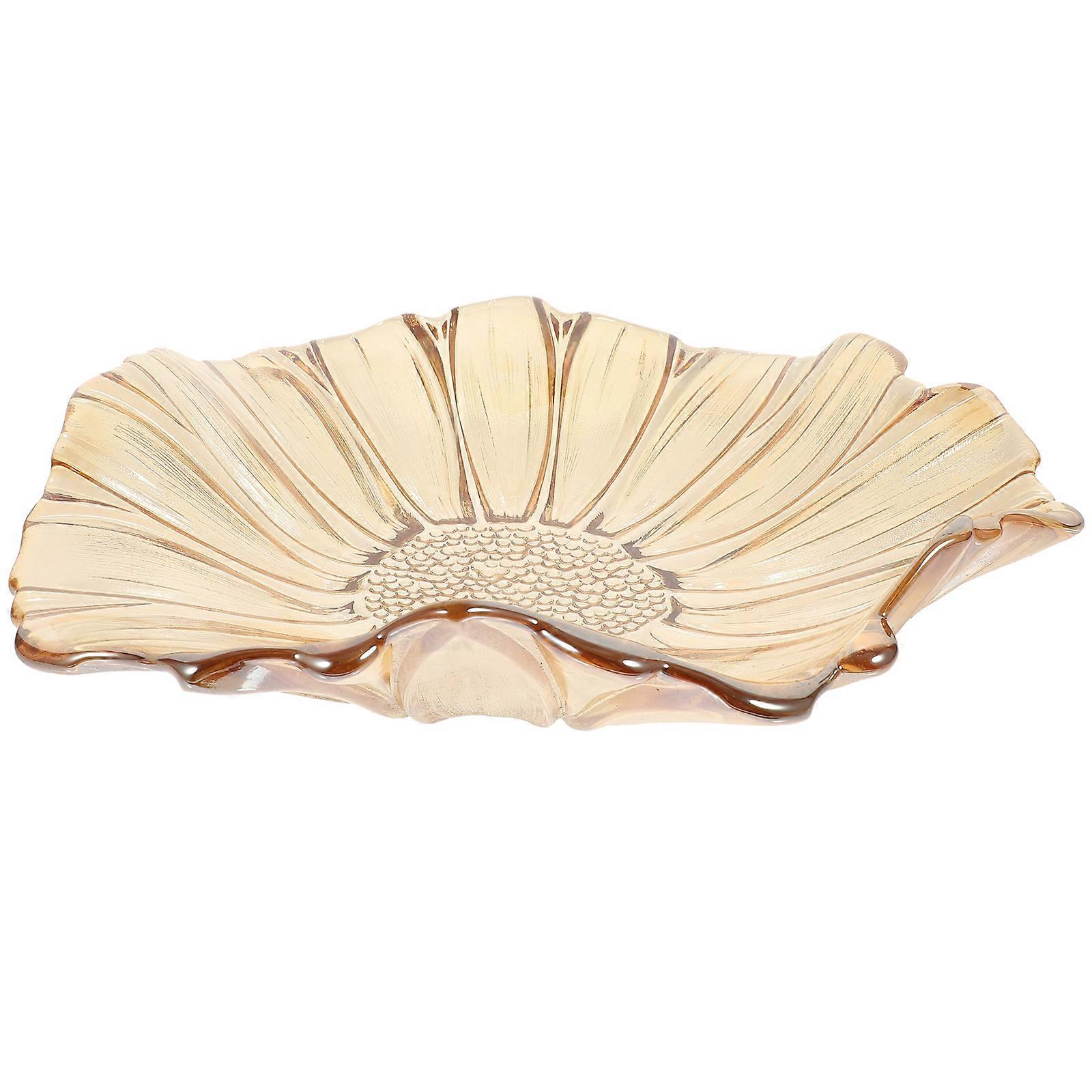 Glass Fruit Serving Tray – Modern Home Display Stand for Banquets & Everyday Use – Unique Sunflower Design for Snacks & Desserts