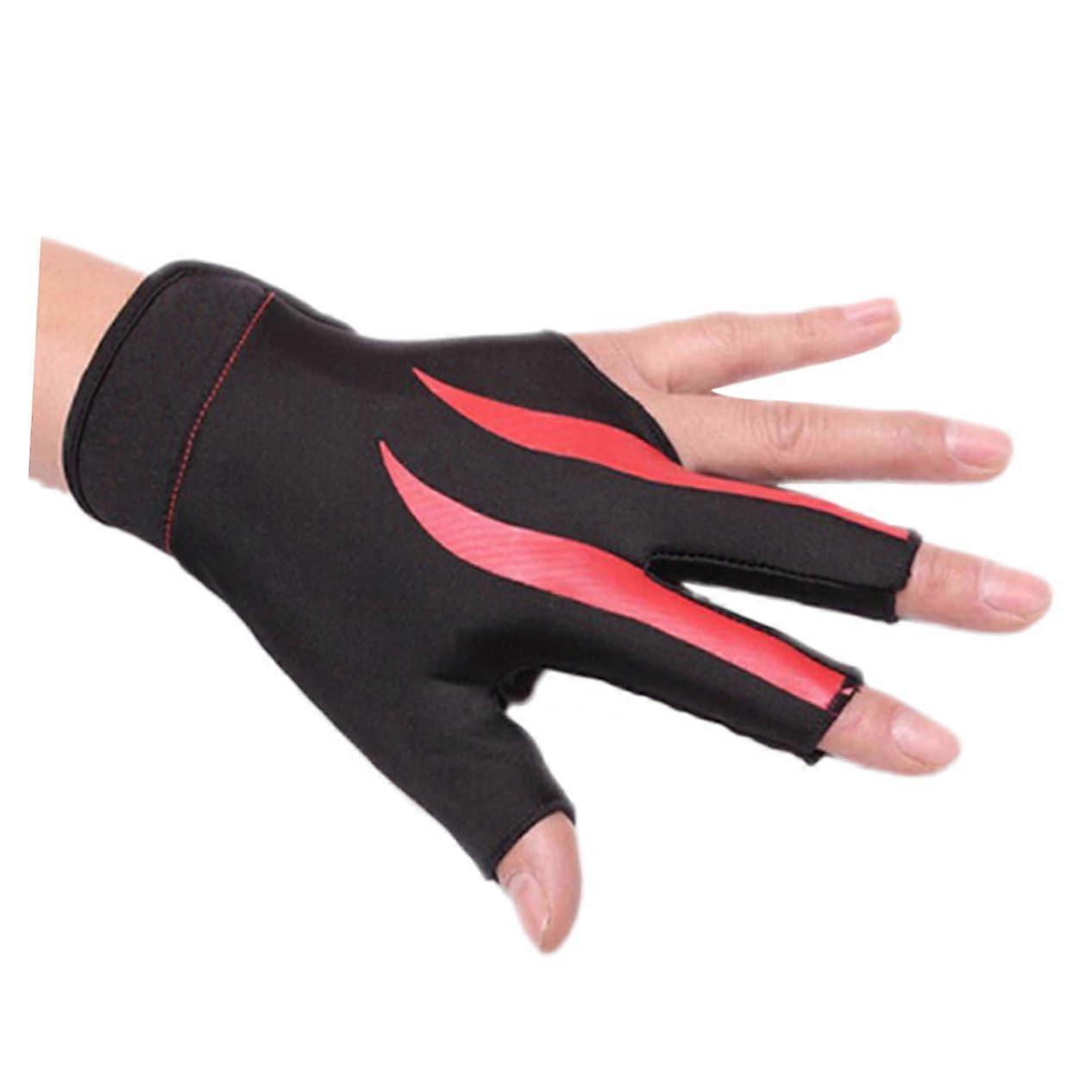 Billiard 3 Finger Glove for Snooker  Pool, Stretchy Half Finger Glove for Left Hand, Red, Ideal for Precise Cue Game, High Mobility and Comfort