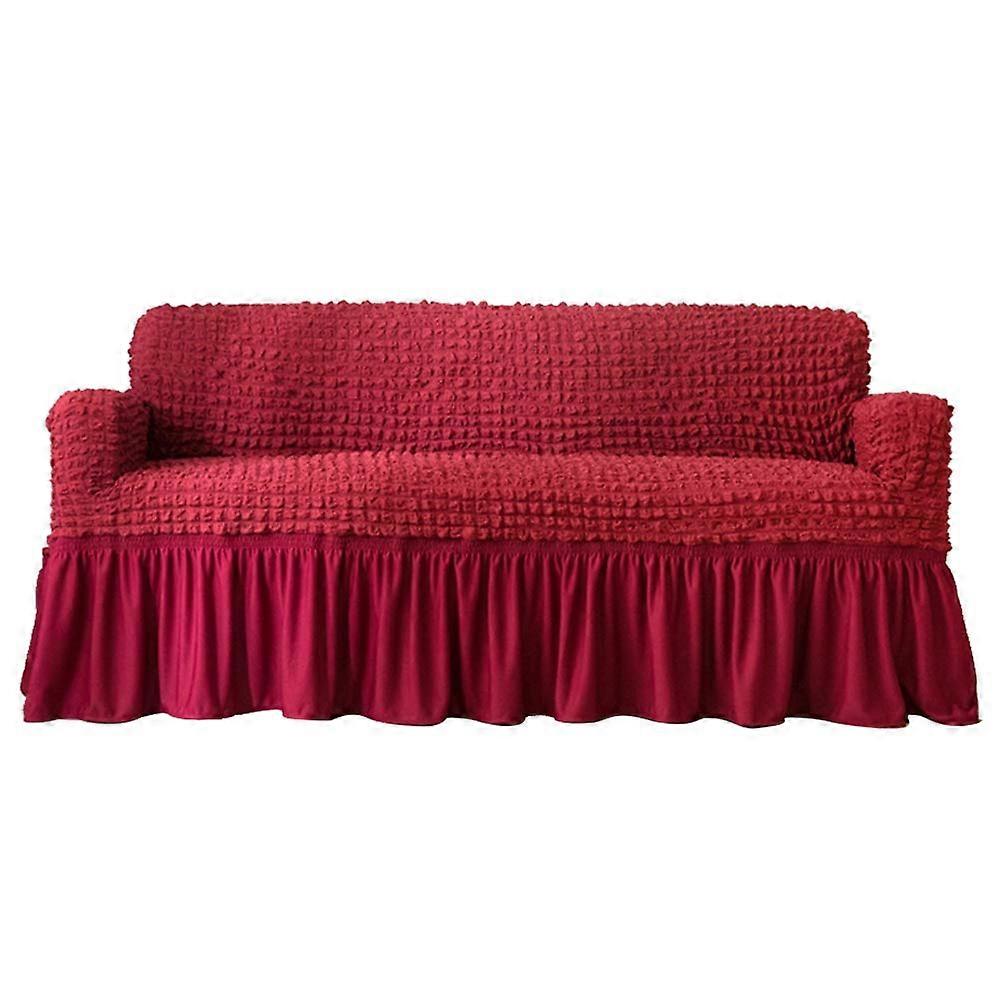 Waterproof elastic dustproof sofa cover stretchable soft durable polyester spandex red 90 230 cm