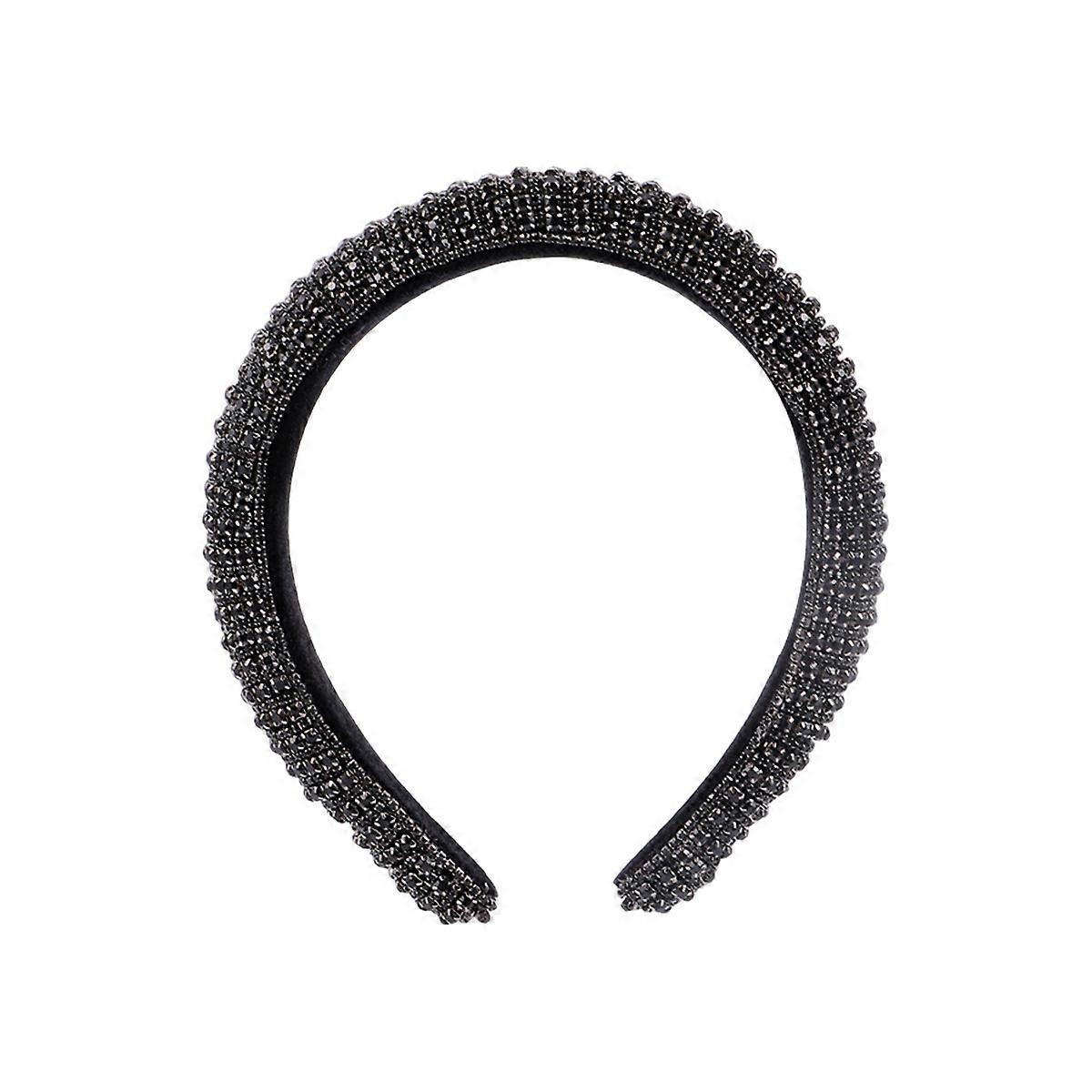 Black Rhinestone Headband for Decoration Create a Happy Atmosphere with Shiny Design and Light Weight 0.5 InchWide