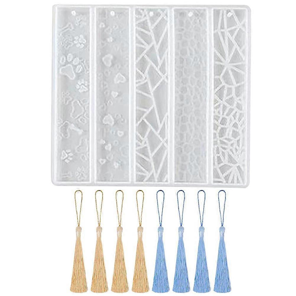 Simple Made Bookmark Mold Silicone DIY Bookmark Craft Epoxy Resin Mold with Tassel Rectangle Assorted Color 1 Set