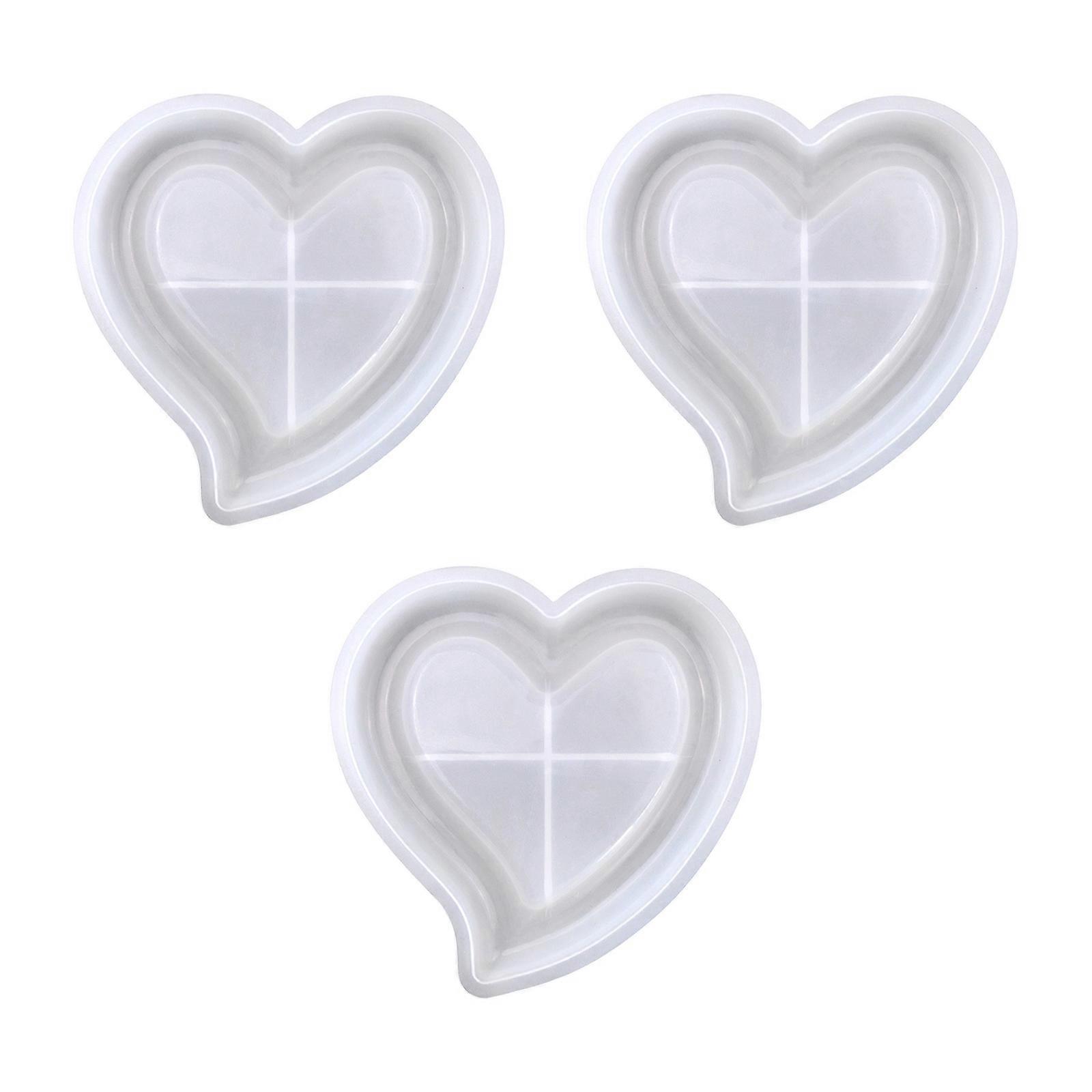 3 Piece Heart Shape Silicones Mold Set High Elasticity Crafting Tool For Detailed Resins Creation And Chocolate Making Multicolor