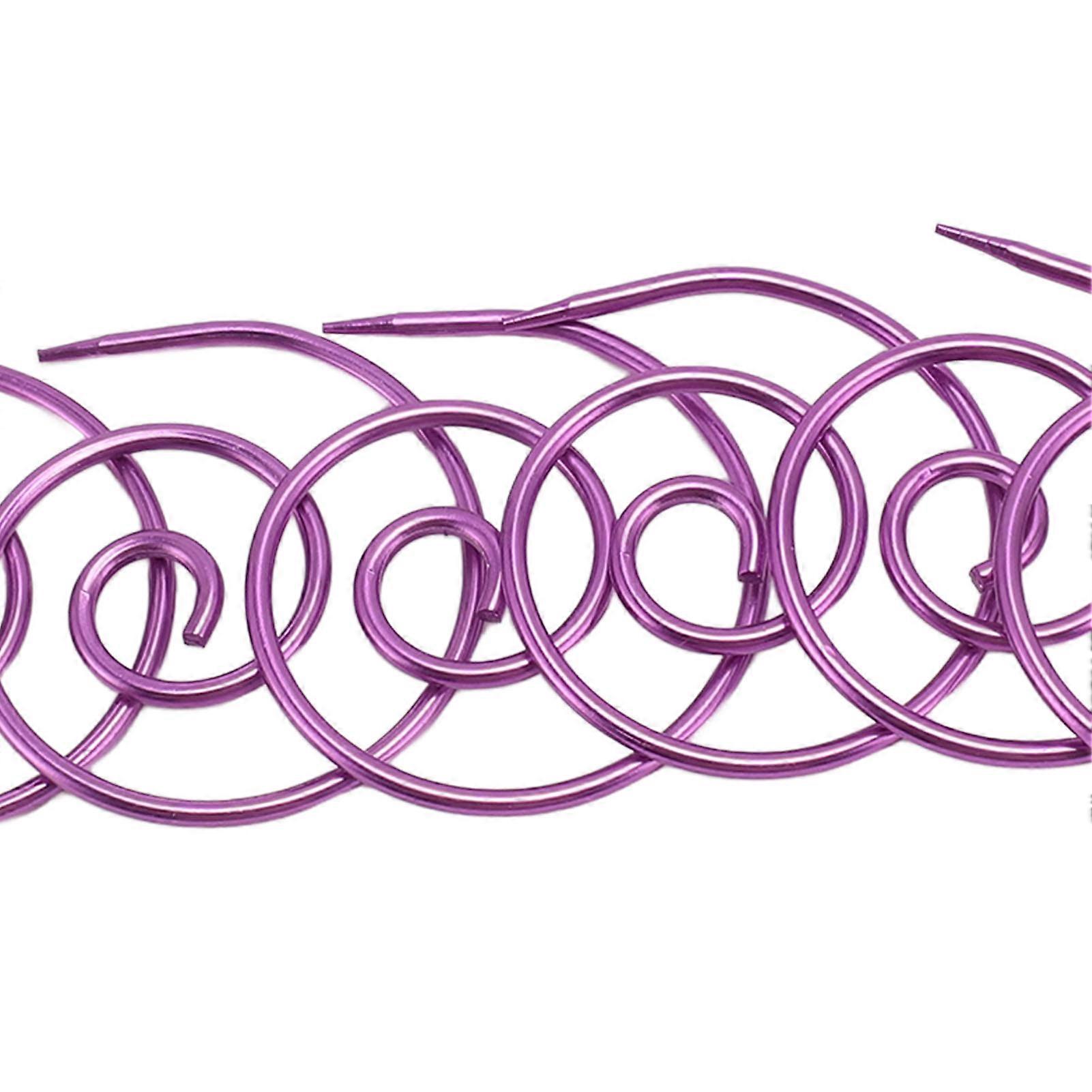 6Pcs Spiral Cable Knitting Needle Multifunction Metal Circular Knitting Needle Cable Needle Shawl Pin for Yarn Sewing Knitting Purple