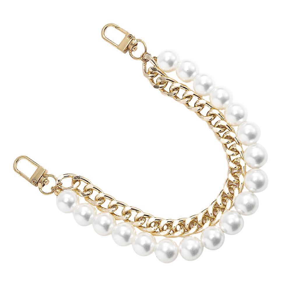 Golden Plastic and Alloy Bag Chain with Artificial Pearls for Handbag Purse DIY Craft Supply 7.87 Inches