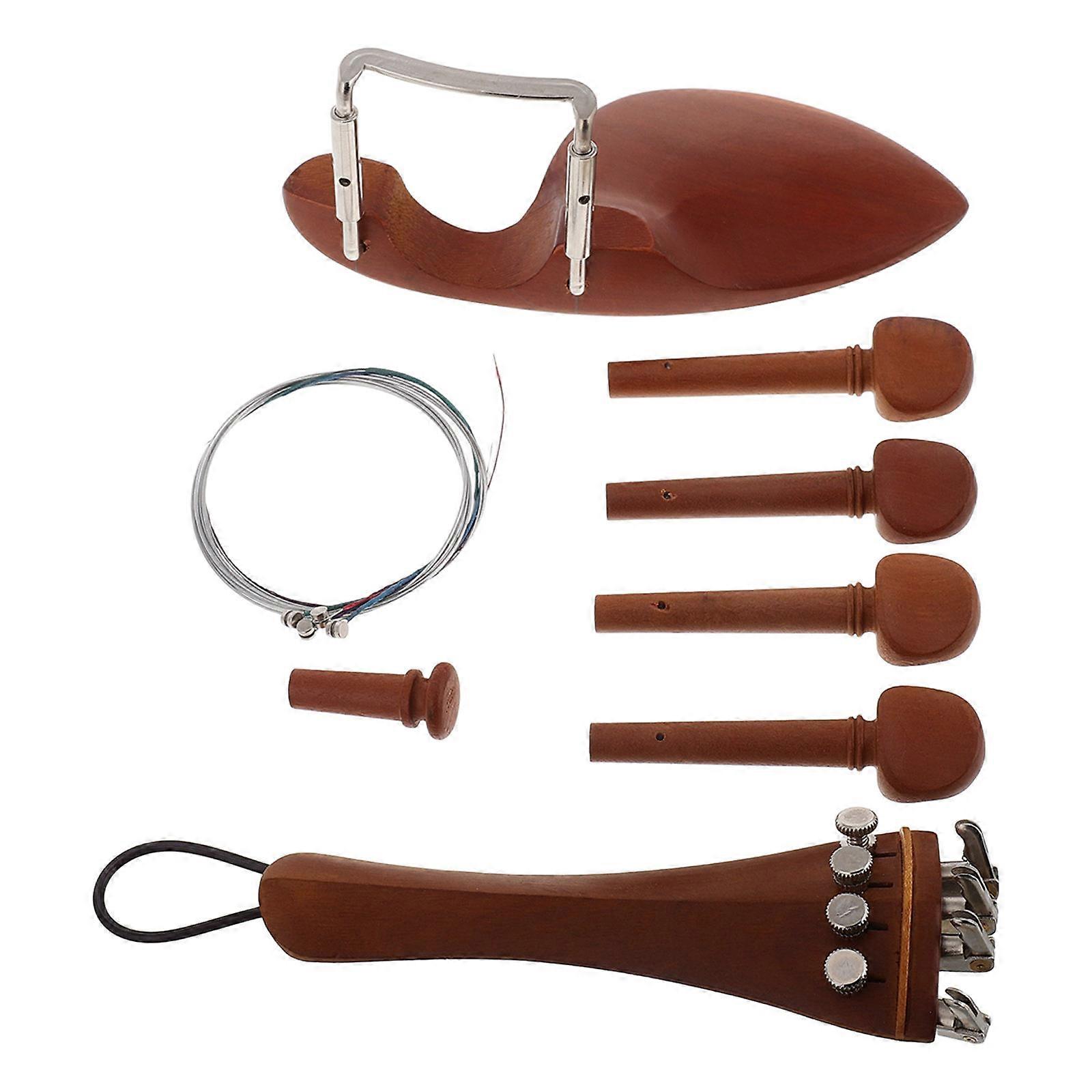 Violin Pegs and Accessories Set with Wood and Metal Construction for Replacement Coffee Color Fits All Violin Needs