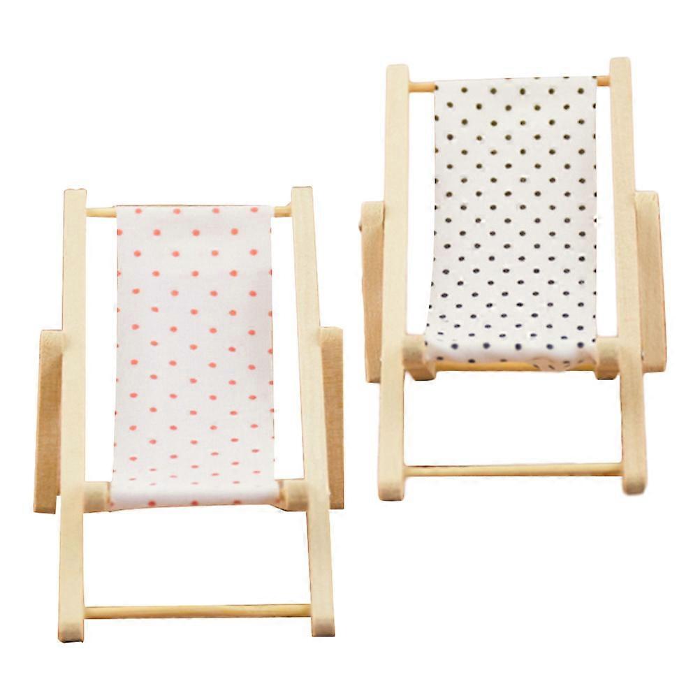 2pcs Miniature Beach Chairs for Dollhouse Furniture, Lightweight & Sturdy Design, Ideal for Home Decoration and DIY Fairy Gardens to Enhance