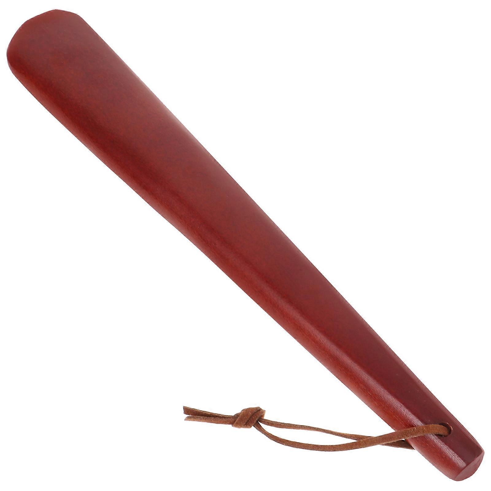 Wooden Shoe Horn for Shoes with Long Handle Dark Red Color Practical and Reusable 7.5 Inches