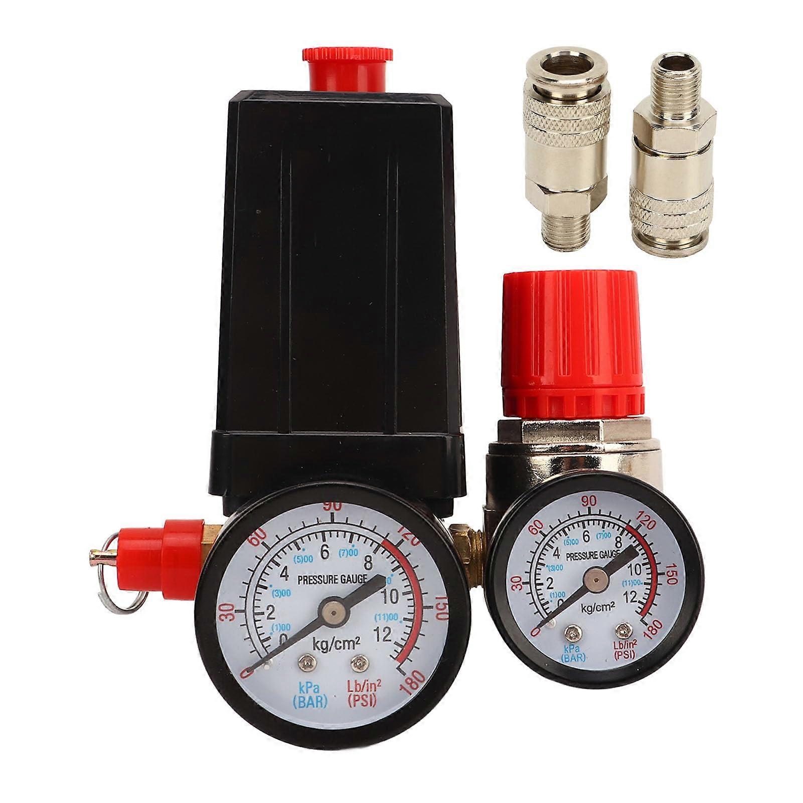 Air compressor pressure switch valve, automatic control, 180 PSI gauge, suitable for any type of air compressor connection