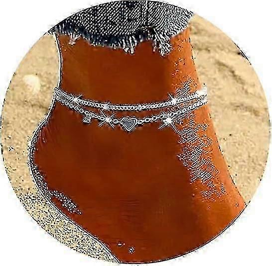 スターリングシルバーアンクレットブレスレット、925スライバーメッキチャーム可憐レイヤーアンクレット女性用トレンディル