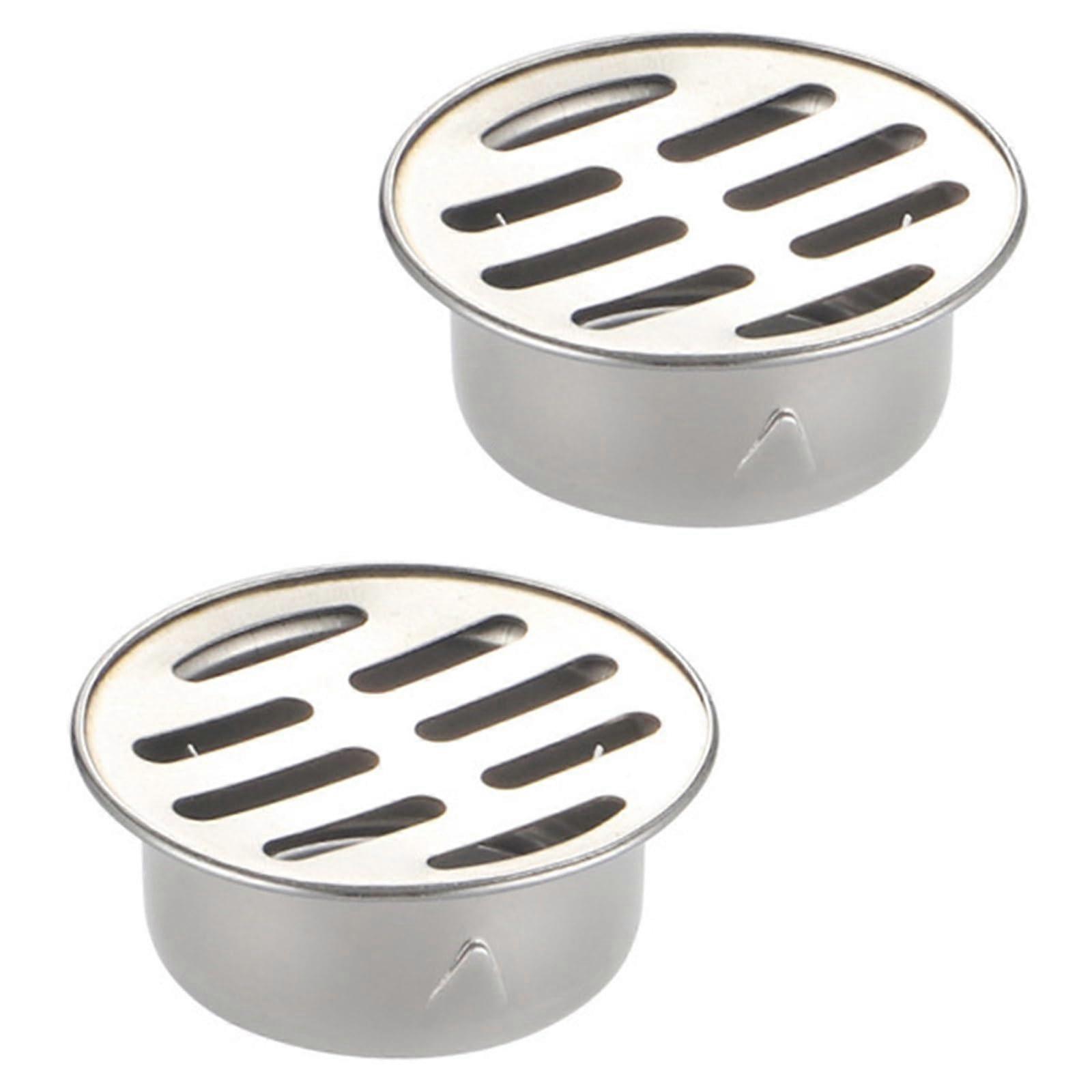 Floor Drain 2Pack Round Stainless Steel, Portable Design, Debris Collection, Improves Water Flow