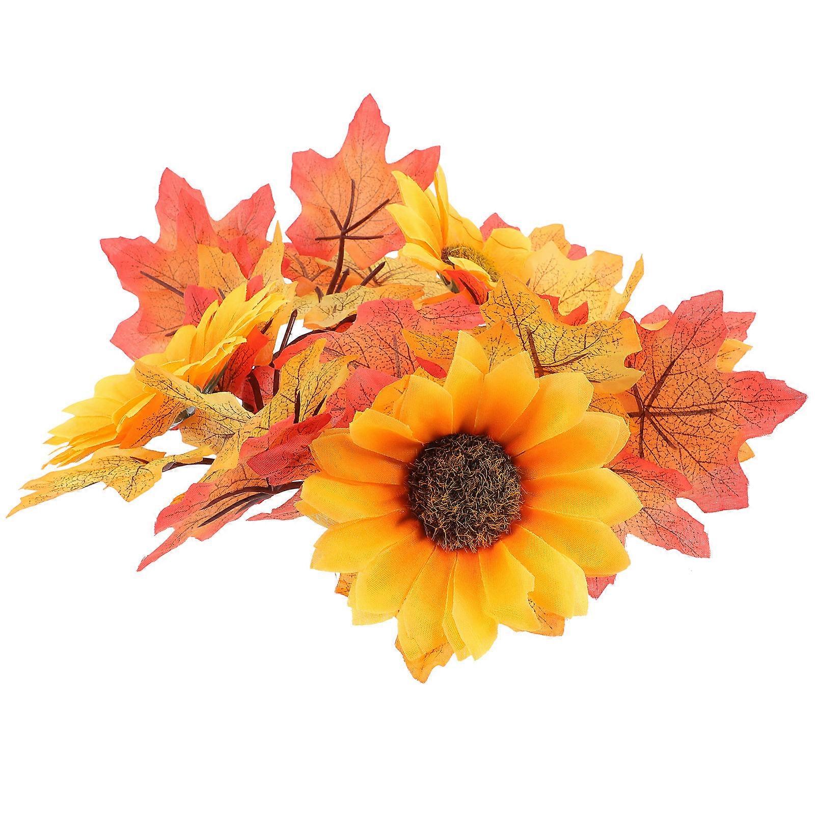 Fall Decorative Candle Ring with Silk Cloth and PE Plastic for Home Multi Color 7 Inch Diameter