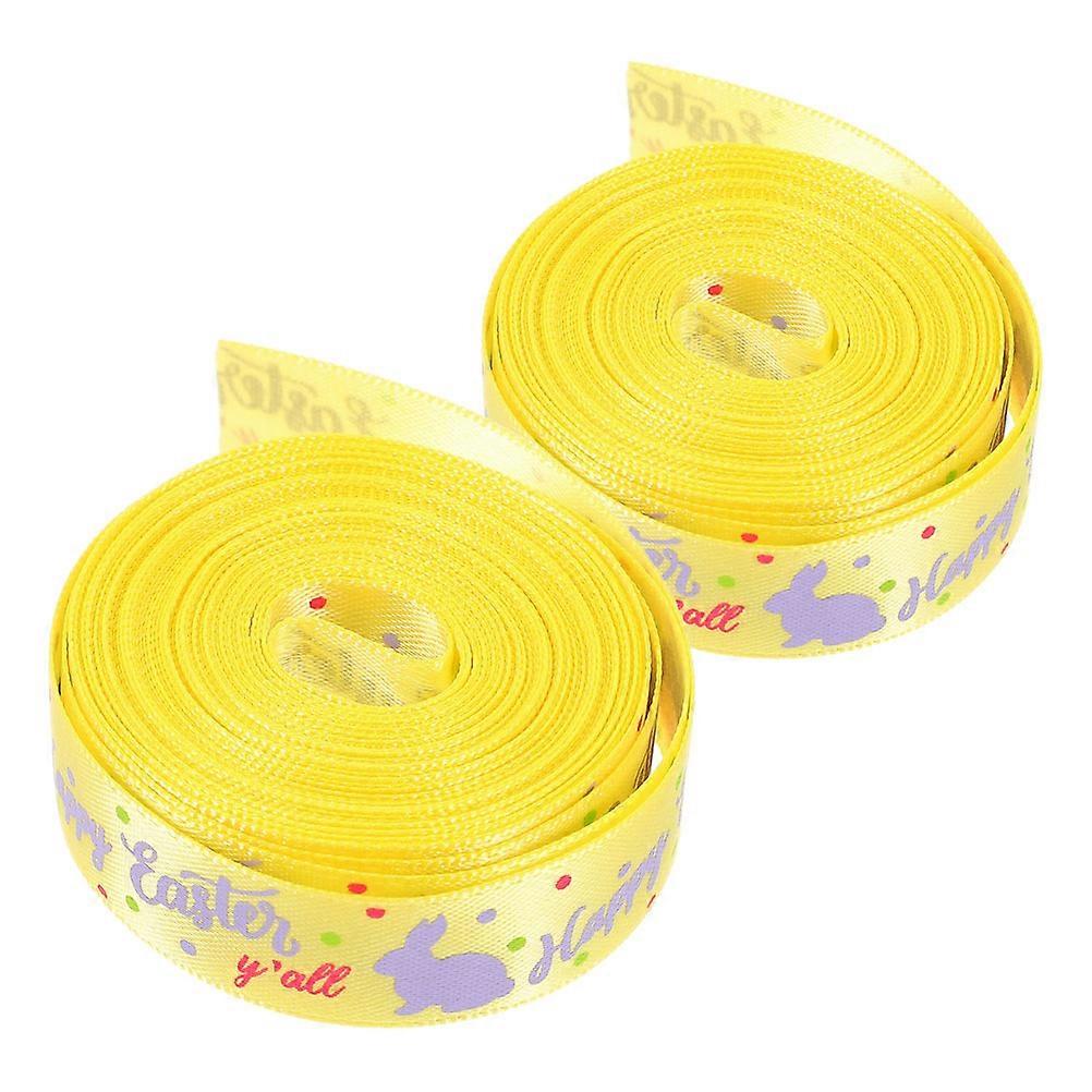 Polyester Printed Ribbon Sets 2 Pcs Easter Themed Craft For Special Days Spring Home Decor Fresh Style