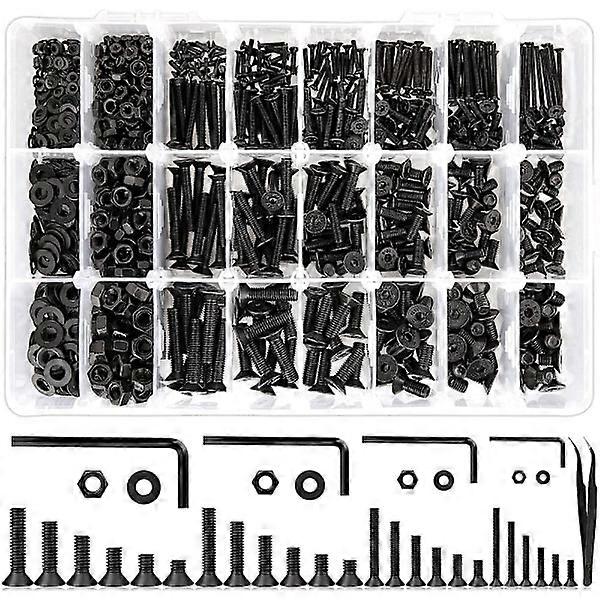 1250 Pcs Screws, Nuts and Bolts, Washers, Set Hex Socket, Flat Head