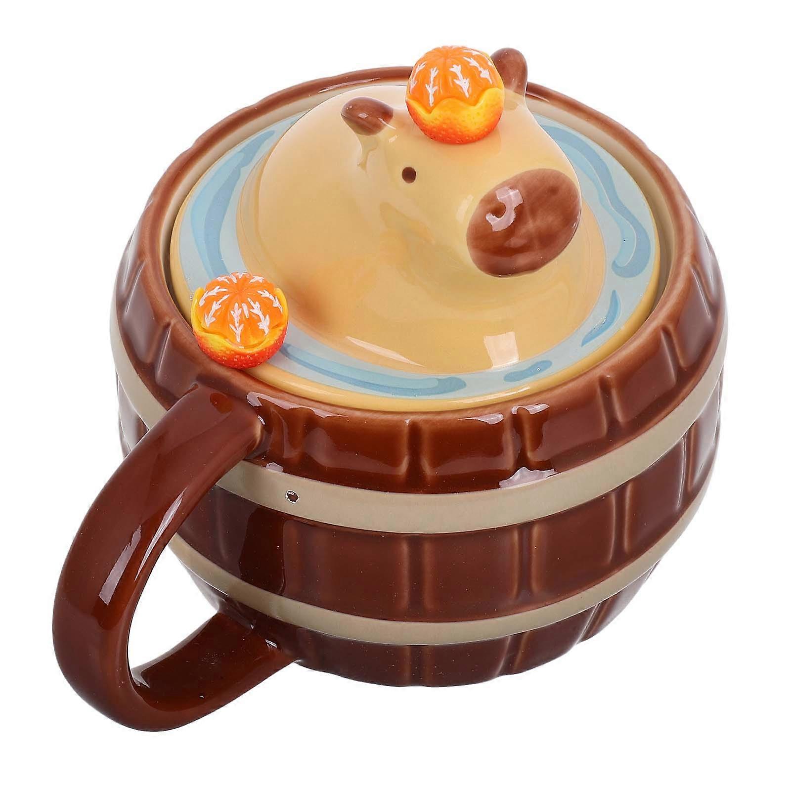 Cute Ceramic Water Cup for Home & Office – Large Capacity Mug with Unique Design for RVs & Daily Hydration Monitoring for Women