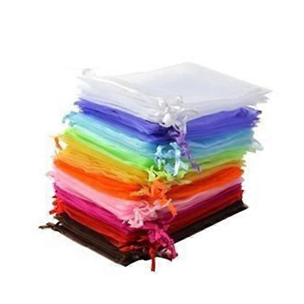 50pcs 9*12cm Organza Gift Bags with Drawstring for Wedding Favors and Jewellery Pouches Color