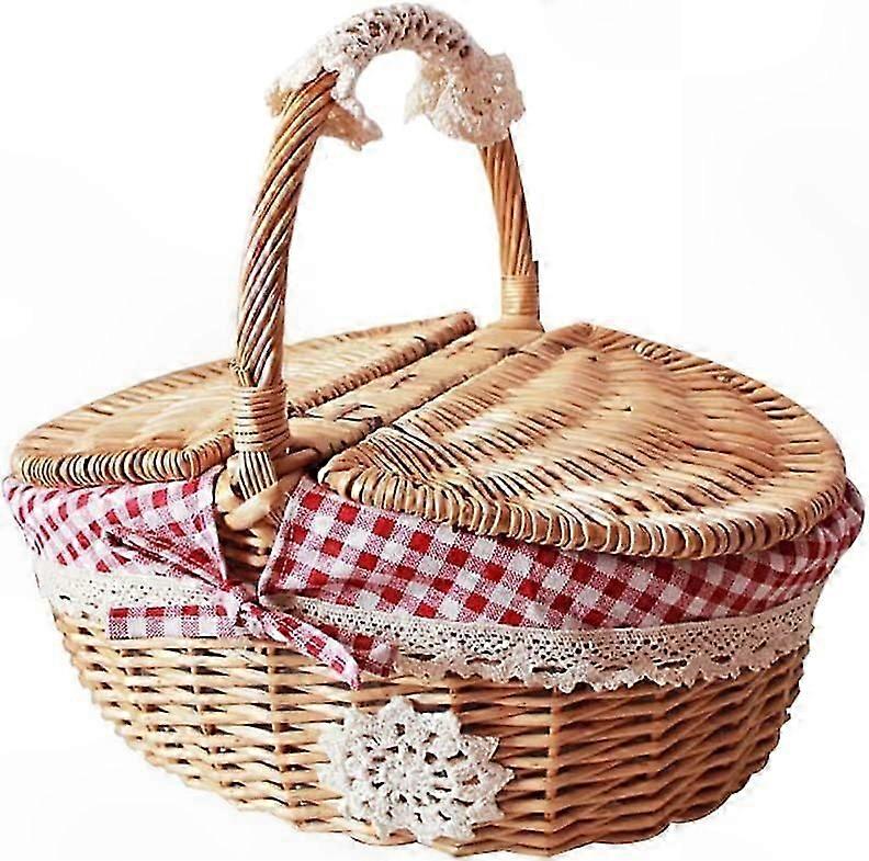 Round and Rectangular Food Baskets with Mesh Lid, Handwoven Dustproof Picnic Storage for Vegetables and Snacks
