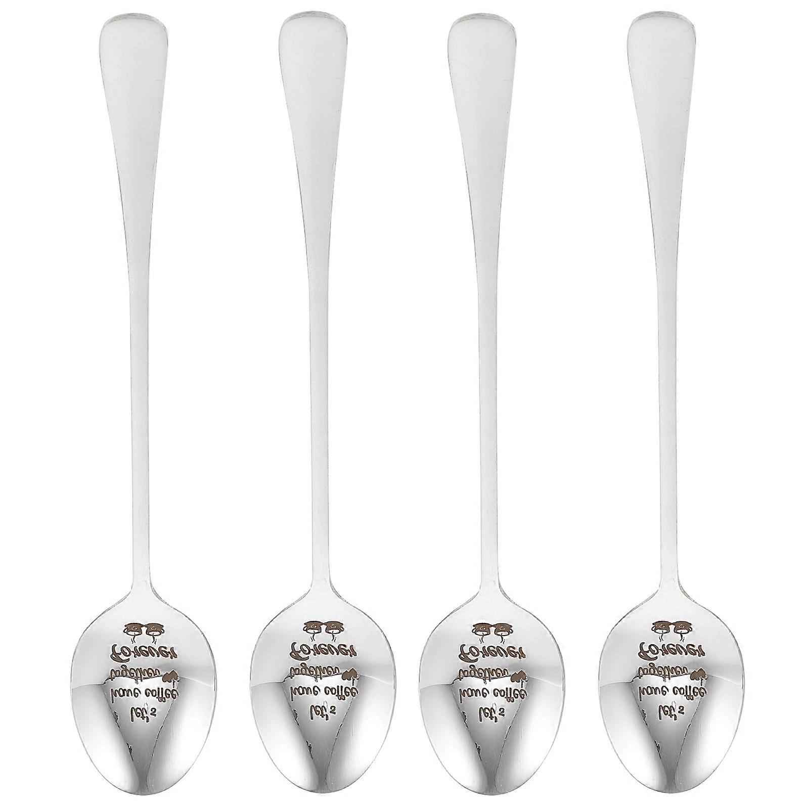 Coffee Spoons Stainless Soup Spoons for Home Use 4Pcs Silver Tableware Set