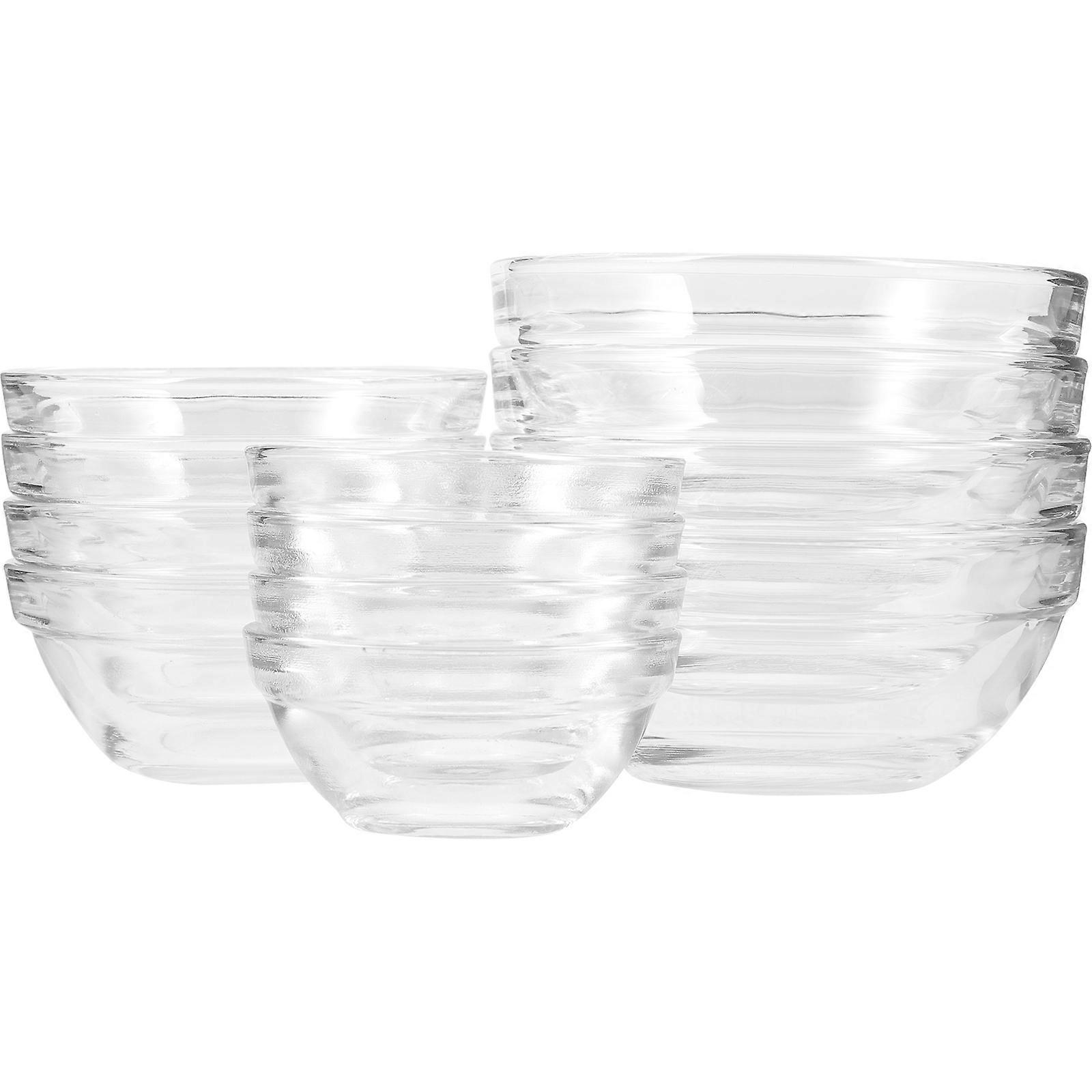 12Pcs Transparent Glass Multipurpose Food Bowls Ideal for Storage and Serving Desserts and Salads