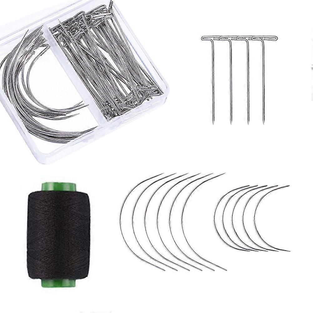 Handmade Curved TPins for Wig Use Assorted Color Steel Wire 70pcs C & Pins with Plastic Box 2.5 & 3 Inch