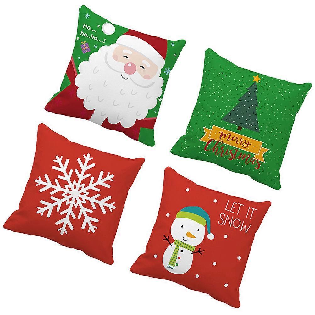 Vibrant Christmas Patterns Cushion Cover Set Ideal For Sofa Bed Chair Home Decor 18x18 Inch 4Set