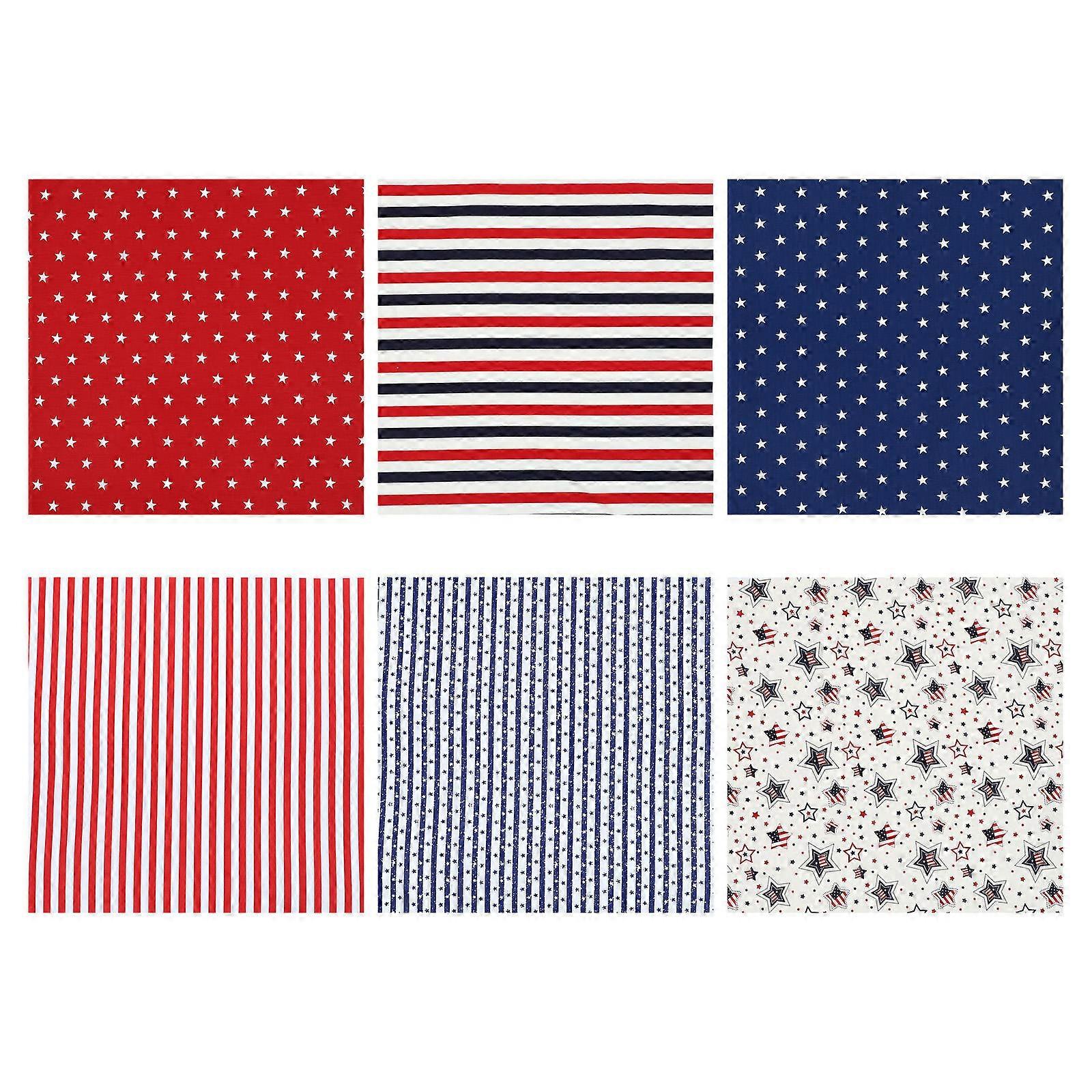 Quilted Material 6Pcs Independence Day Fabric Sheets For Creative Crafts And Decorations Assorted Color