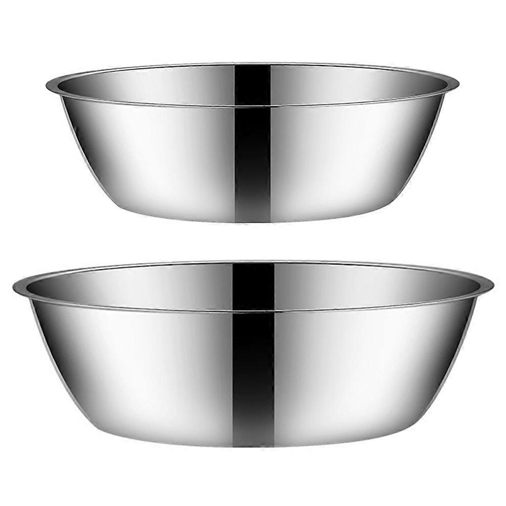 Soup Basin 2Pcs Silver Versatile Uses Stainless Steel Basin for Storage