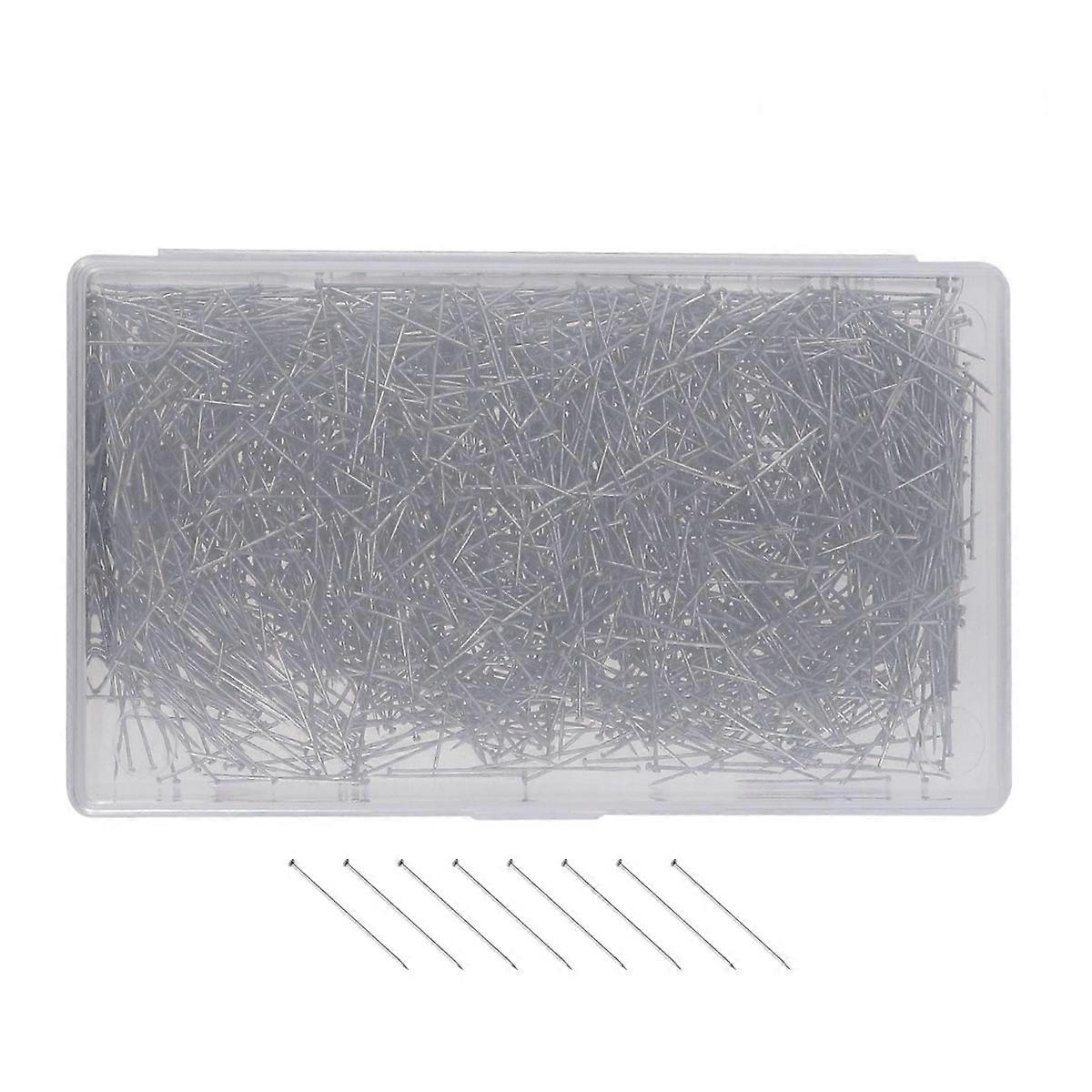 2000 قطعة دبابيس رأس خياطة من الفولاذ المقاوم للصدأ من الفضة للحرف اليدوية للاستخدام المتين مع صندوق بلاستيكي