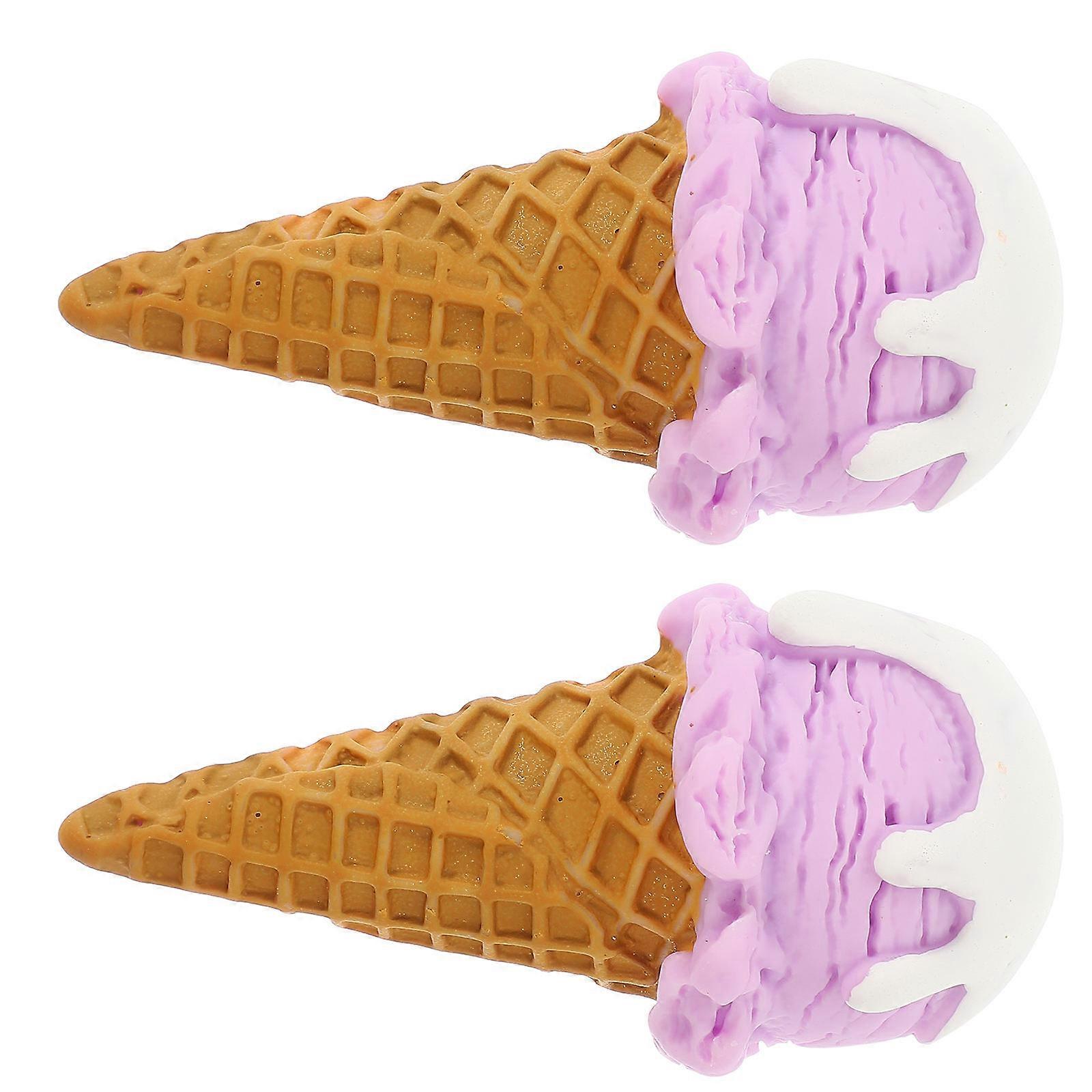 Fake Ice Cream Cone Toy Resin Prop for Home Store Decoration and Photo Displays 2Pcs