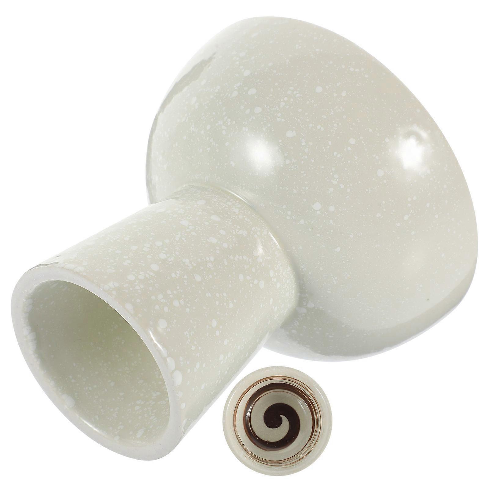 Ceramic Footed Bowl for Fruit Serving Beige Decorative Ice Cream Dish