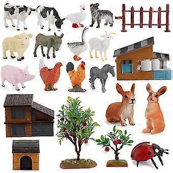 Mini Animal Figures Set - Farm Animals Models & Miniature Scene Accessories for Kids Educational Toy Gift