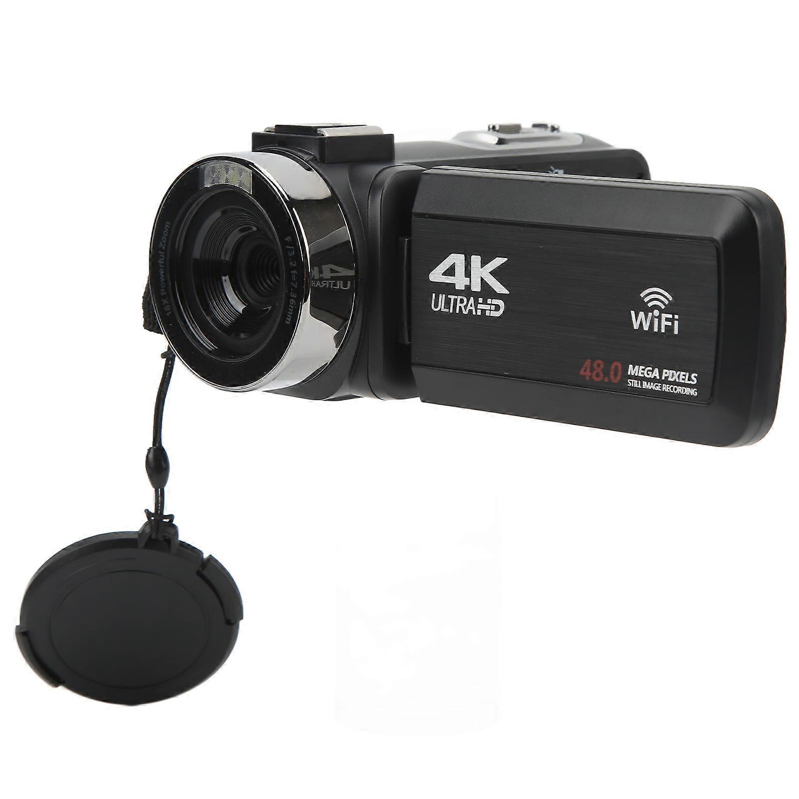 4K HD Digital Video Camera Wifi Recording Camcorder Handheld DV with Microphone Lens Hood Camera Holder 