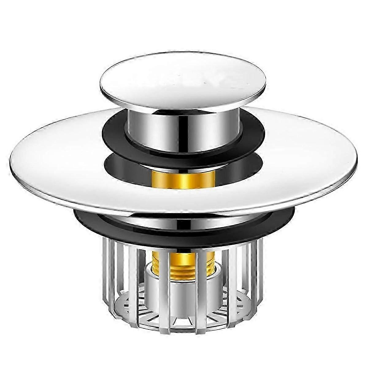 Copper Tub Drain Plug with Hair Catcher,2-In-1 -Up Tub Plug,Anti-Clogging Filter Basket for Drain Si