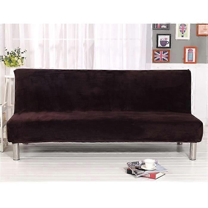 Elastic Sofa Bed Cover without Armrests Sofa Bed Cover Solid Color Coffee Cover