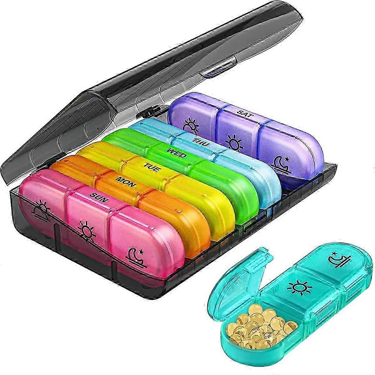 Pill Box Organizer 21 Grids 3 Times One Day Portable Travel,C