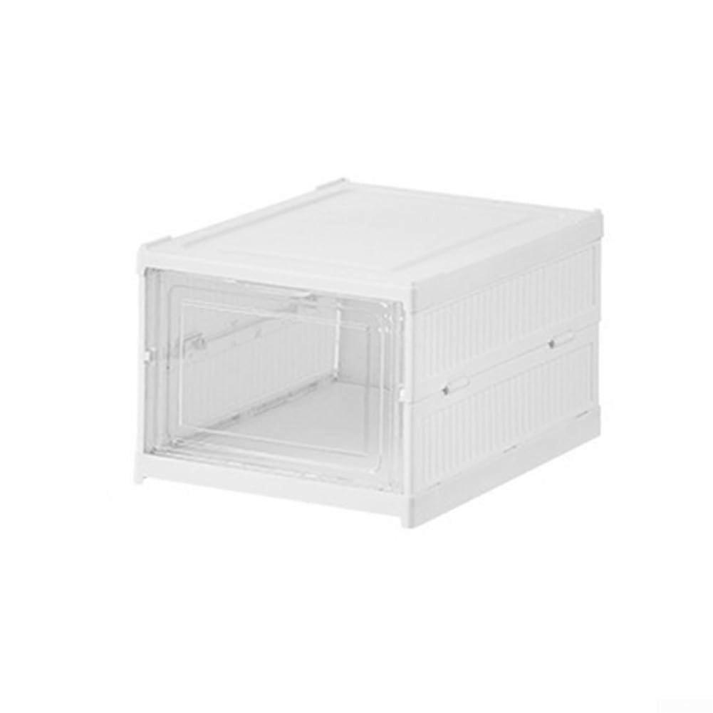 Shoe storage solution with door, transparent and foldable boxes for organized shoes, designed for limited spaces (A)
