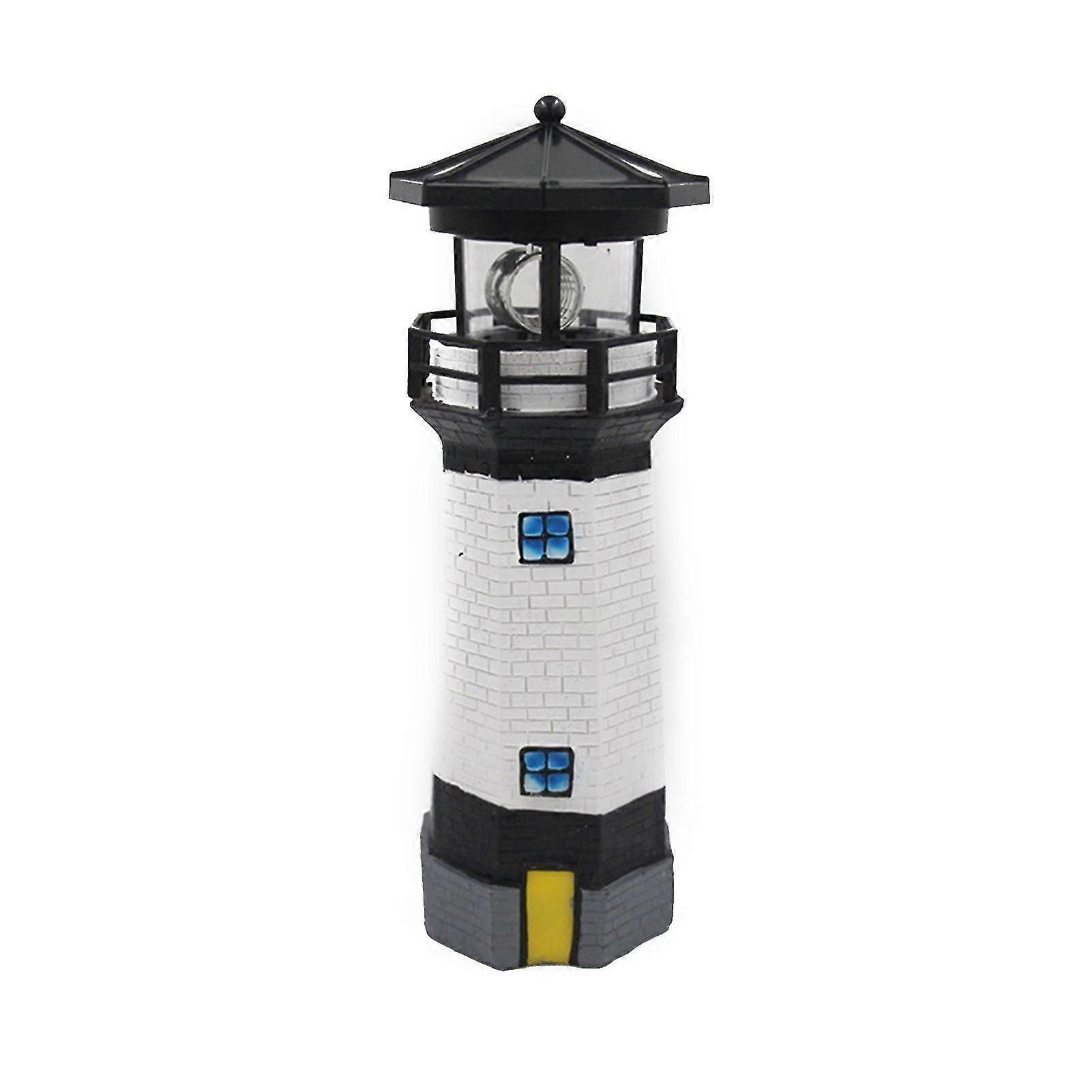 Solar Powered Lighthouse Outdoor Rotating LED Lighthouse Light Waterproof Statue for Garden Outside