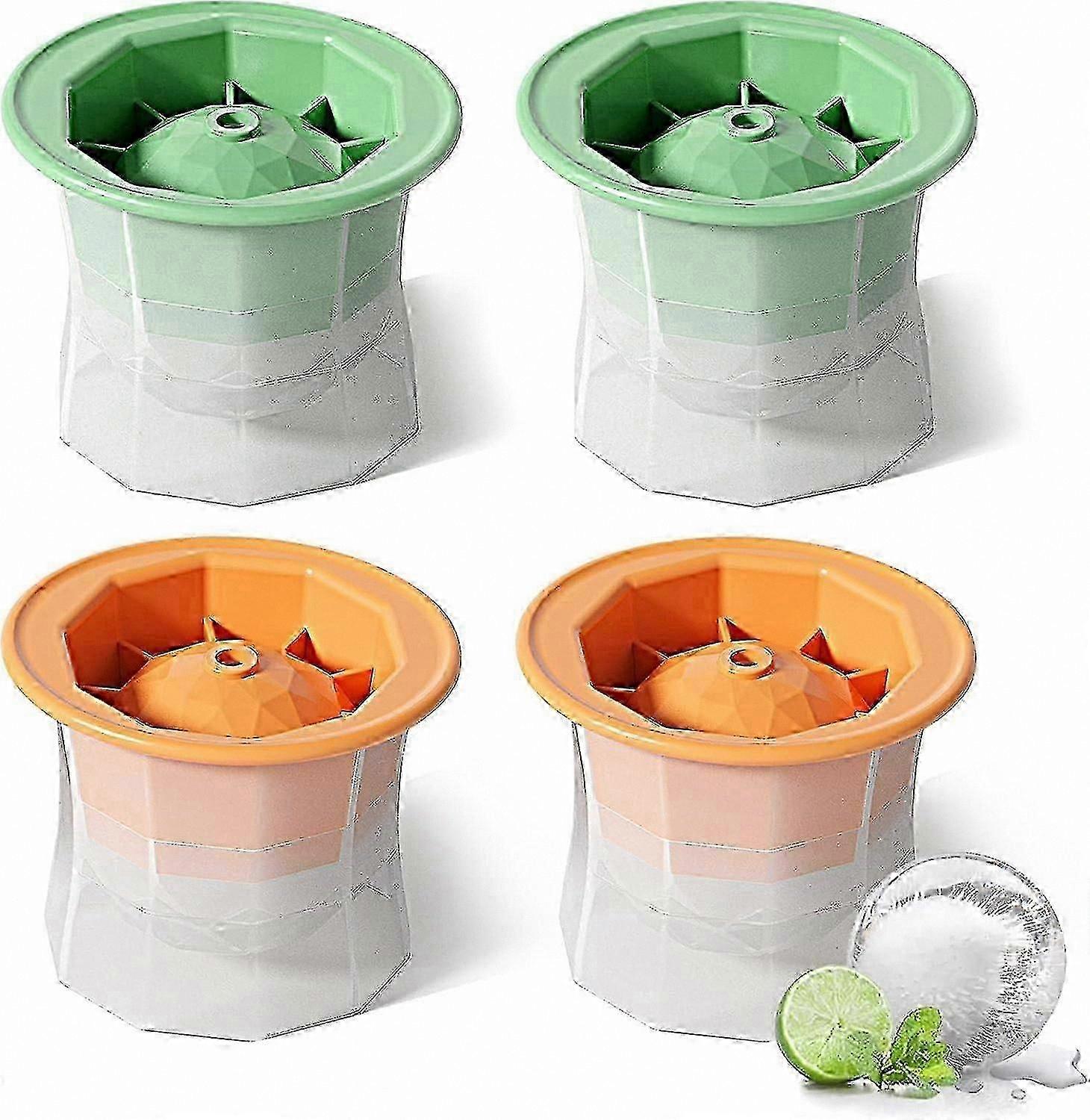 Set of 4 Large Sphere Ice Molds, 2.5 Inch Ball Shape for Whiskey and Drinks