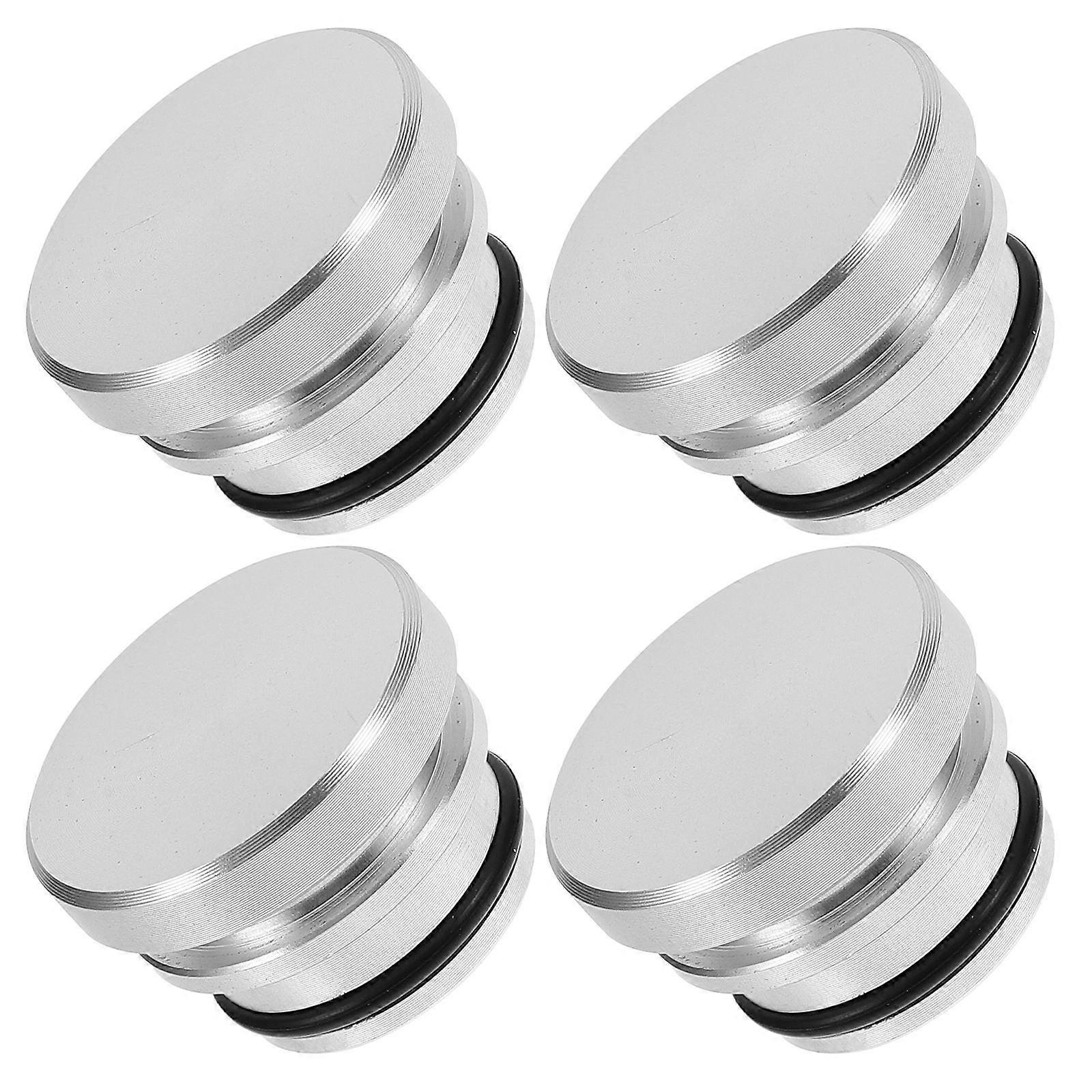 Lighter Socket Protective Caps for Drivers Car Use Aluminum Alloy Silver 4Set