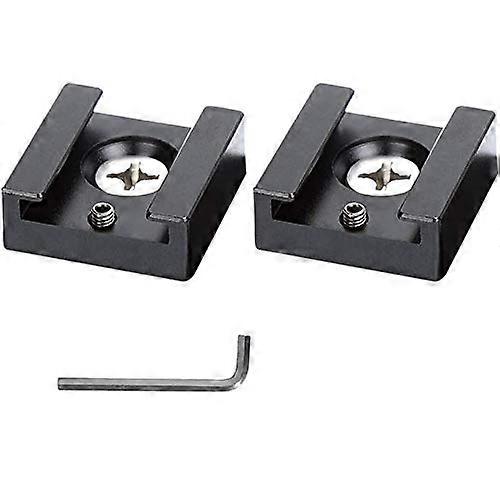 Cold Shoe Mount Aluminum Adapter Bracket Hot Shoe with 1/4 Thread for Camera Flash Shoe Mount(2 PCS)
