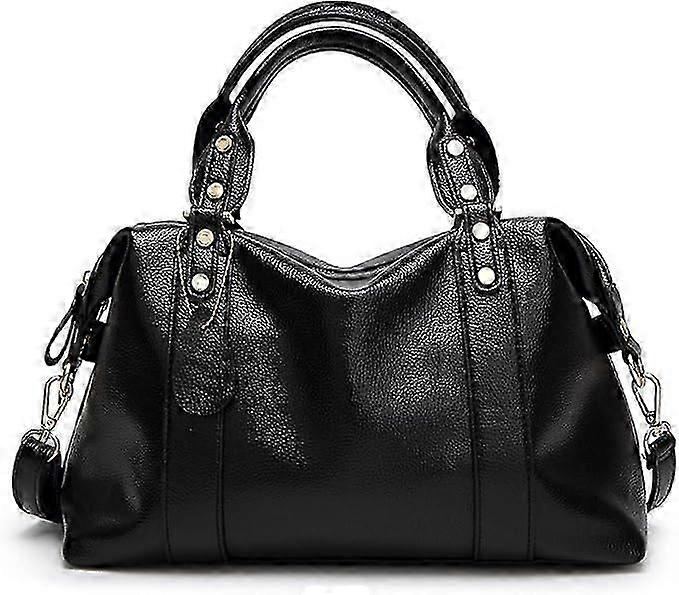 Elegant women's handbag, women's shoulder bag, women's bag, waterproof, PU leather, shoulder bag, work, travel, dating, Boston bag, black