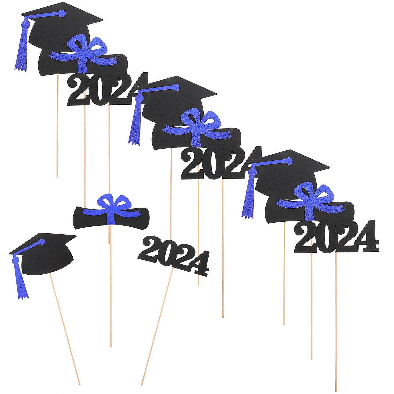 Graduation Party Centerpiece Decorations with Assorted Color Paper and Wooden Picks for Vase 5 Pieces