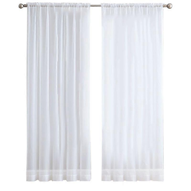 2Pcs Super Soft Great Hand Feeling White Tulle Curtains for Living Room Decoration Modern Veil Chif
