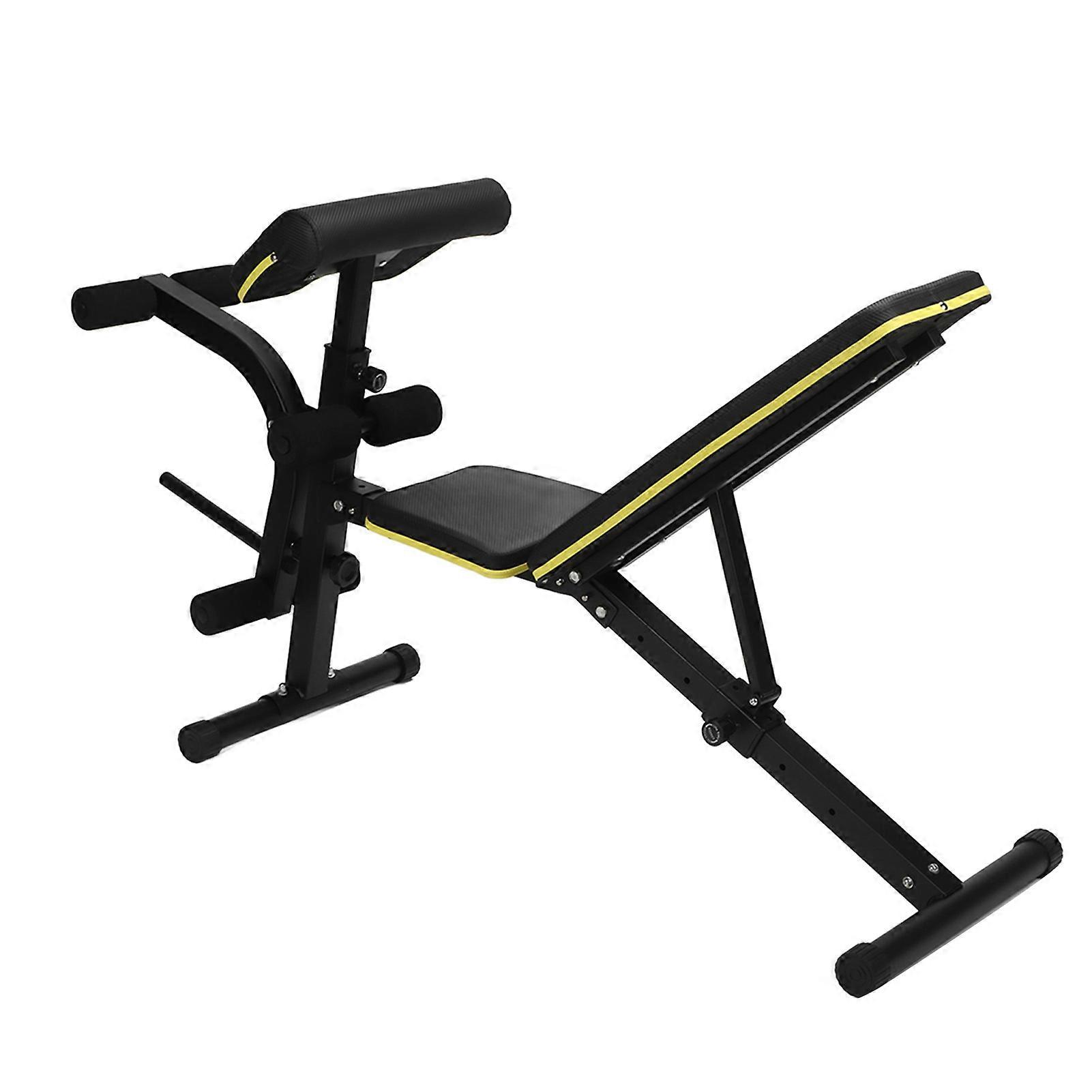 Foldable Multifunction Workout Bench 165x50x90cm Black PU Cushion