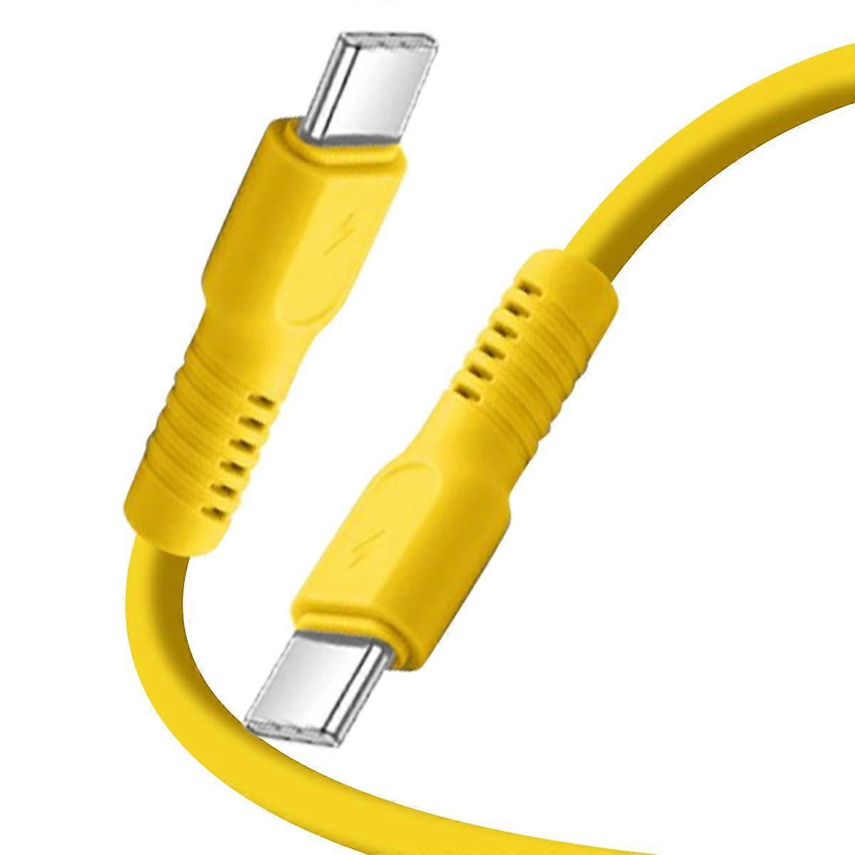 USB-C to USB-C 60W Charging and Sync Cable, 3A, 1.8m, Yellow