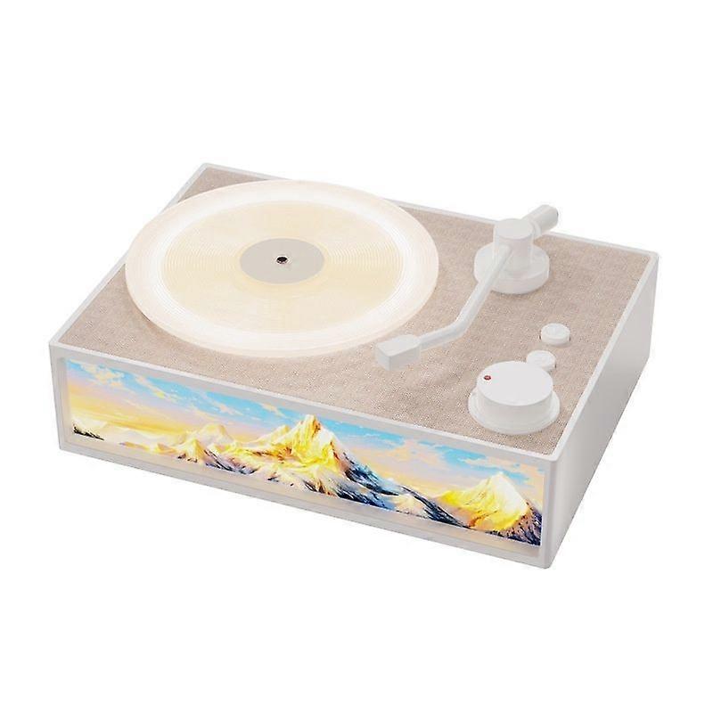 Portable Bluetooth Speaker with Light, Fragrance Diffuser, Retro Record Shape (White)(White)